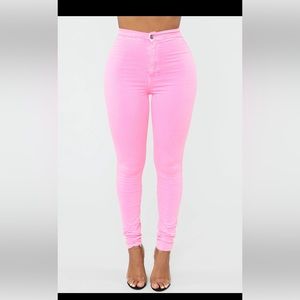 Neon Pink High waist skinny jeans